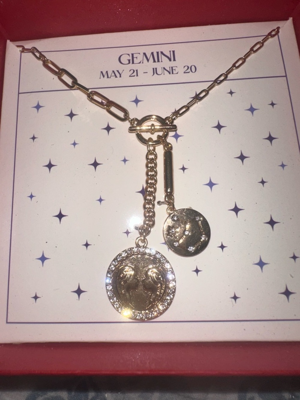 Gemini Gold-Tone Zodiac Pendant Necklace - Gemini